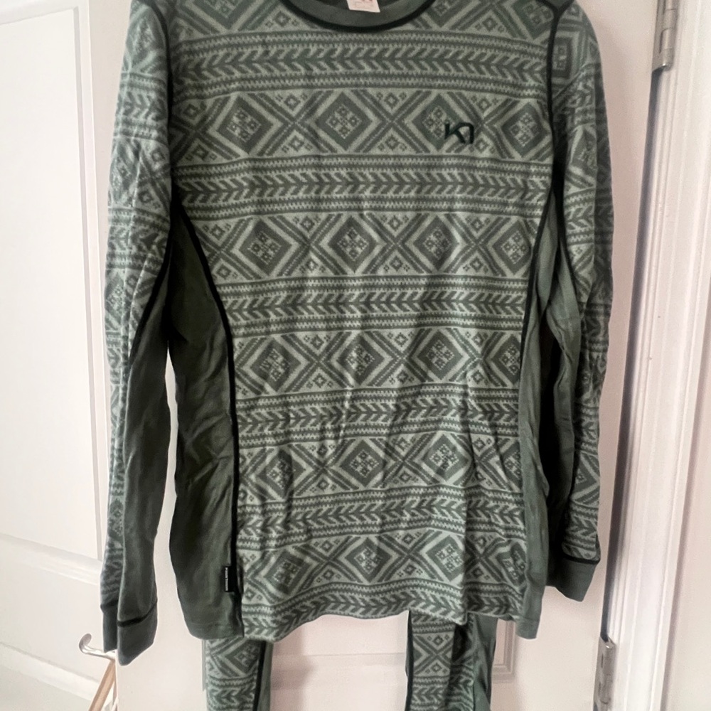 Kari Traa Olive Geometric Baselayer Set